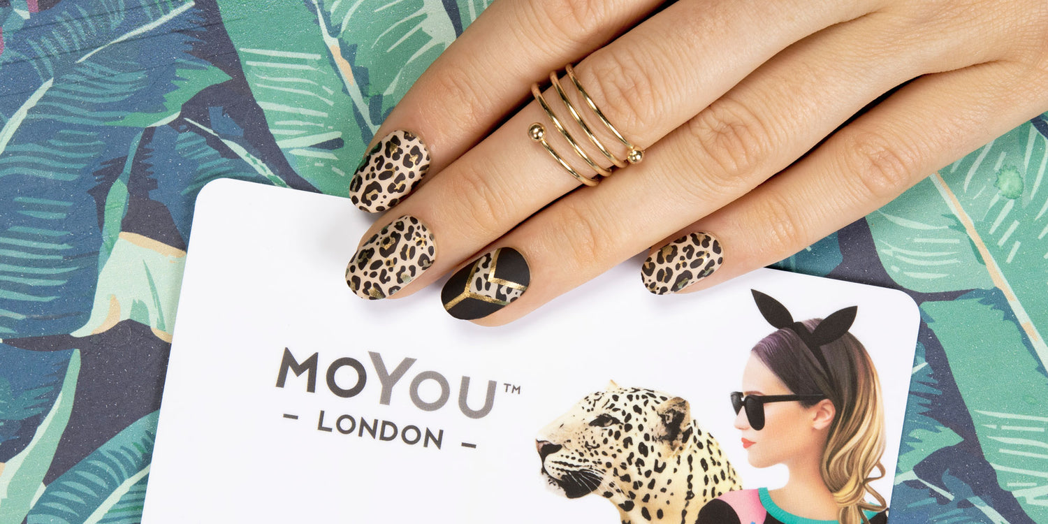 MoYou London animal print stamping nail art manicure