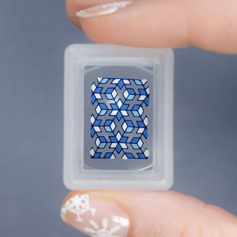 Geometric Winter Snowflakes Nail Stamping Design