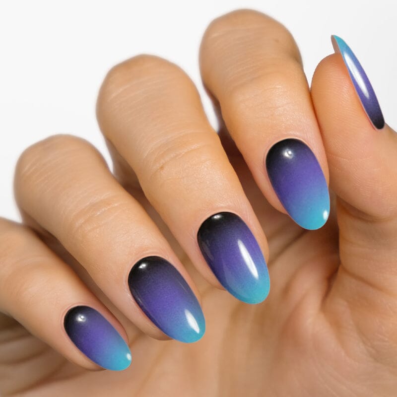 Black, Purple & Blue Gradient Gel Nail Strips | MoYou London
