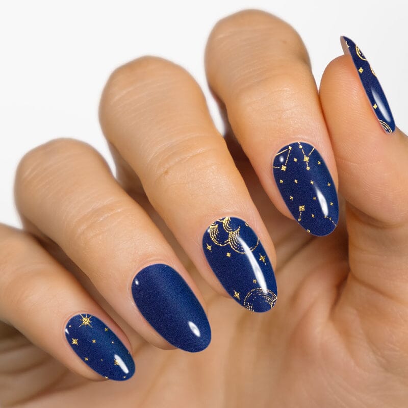 Celestial Dark Blue & Gold Gel Nail Strips | MoYou London