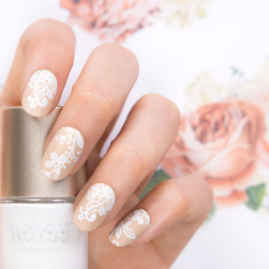 White Floral Lace Nails