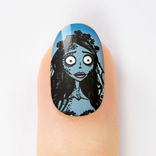 Blue Corpse Bride Nail Art Manicure