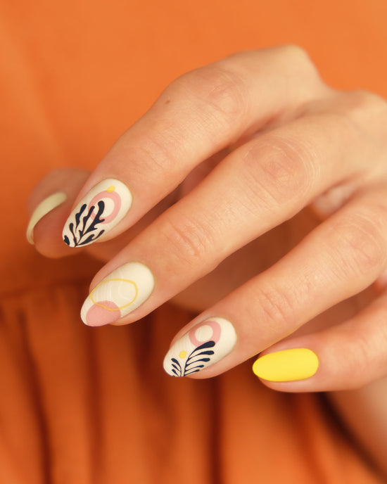 Natural tones organic minimal stamping nail art manicure