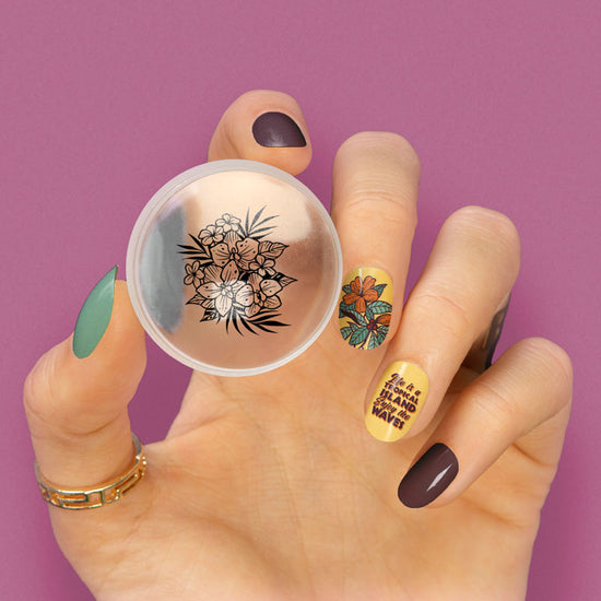 Tropical floral stamping nail art manicure and stamper