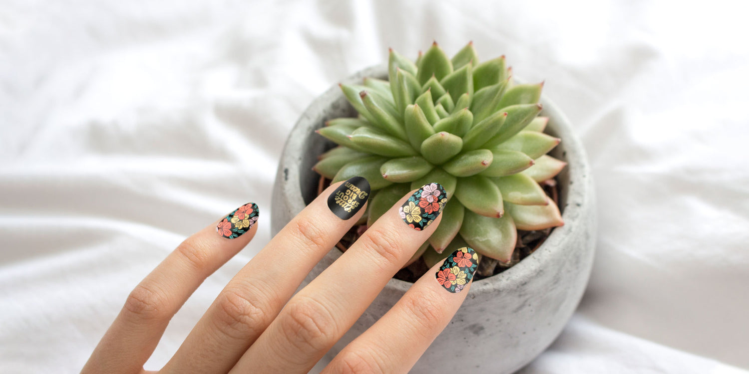 Colorful Spring Floral Nail Stamping Manicure Banner