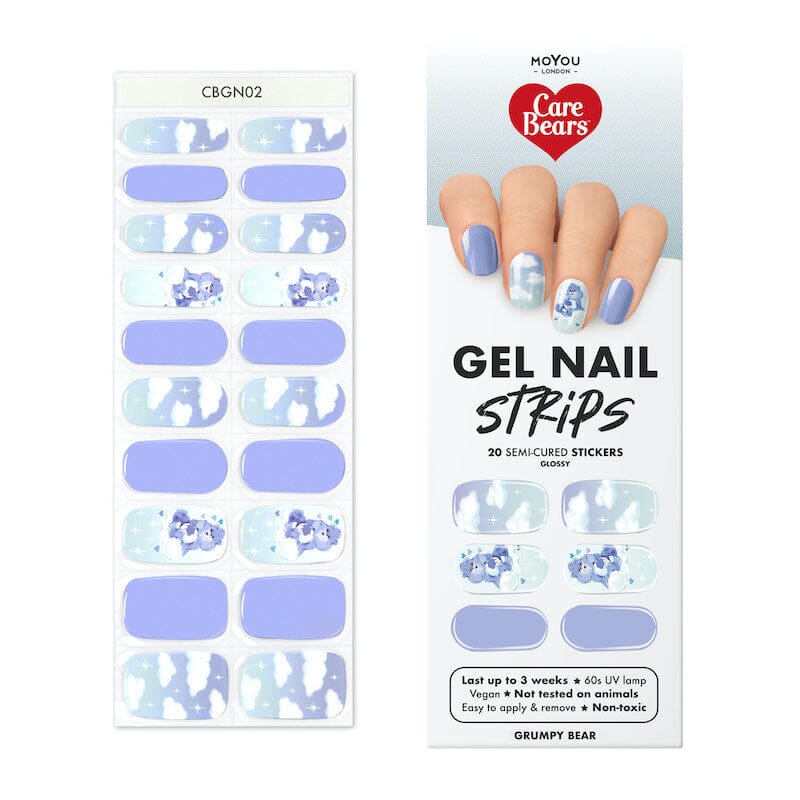 Gel Nail Strip ★ CARE BEARS ★ Grumpy Bear Gel Nail Wraps MoYou London 