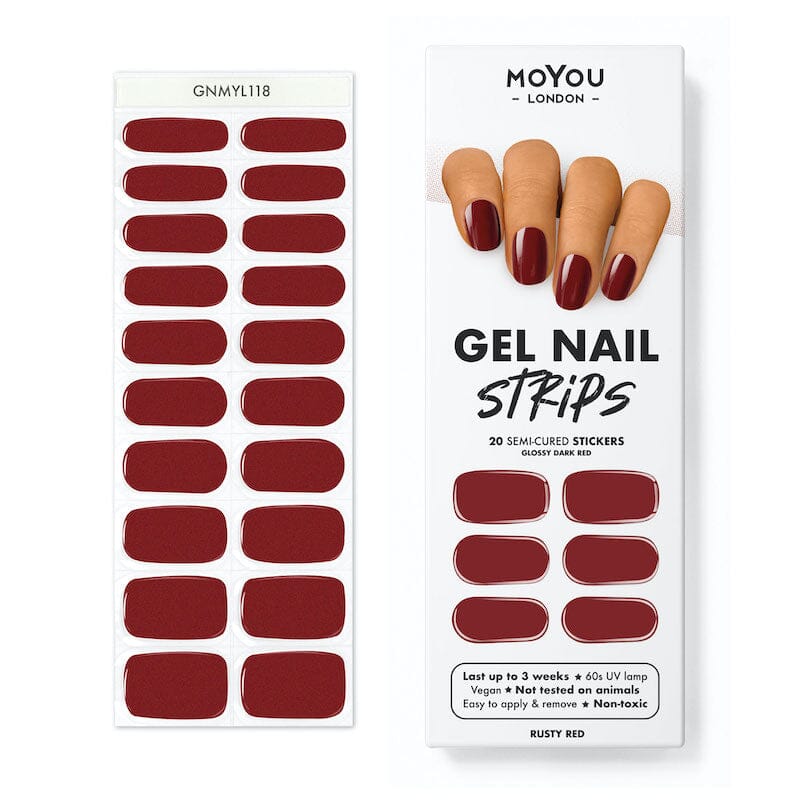 Gel Nail Strip ★ Rusty Red Gel Nail Wraps MoYou London 