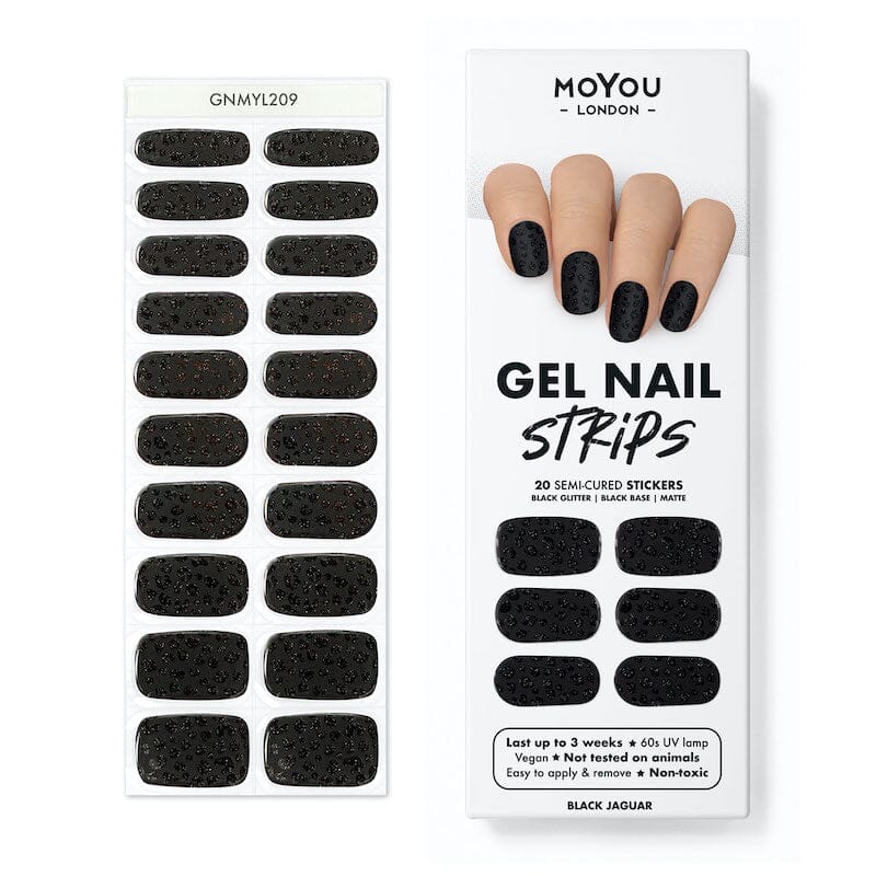 Gel Nail Strip ★ Black Jaguar Gel Nail Wraps MoYou London 