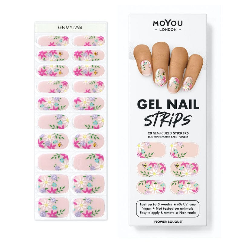 Gel Nail Strip ★ Flower Bouquet Gel Nail Wraps MoYou London 