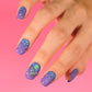 Blue and Purple Ombre Space Rocket and Stars Manicure