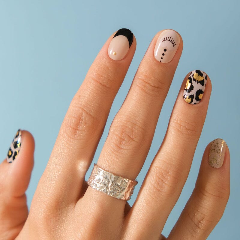 Leopard and eye MoYou London gel nail strips manicure