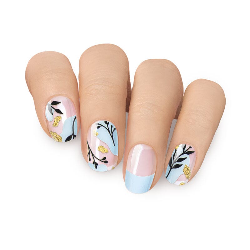 Blue & Gold Floral Gel Nail Strips | MoYou London