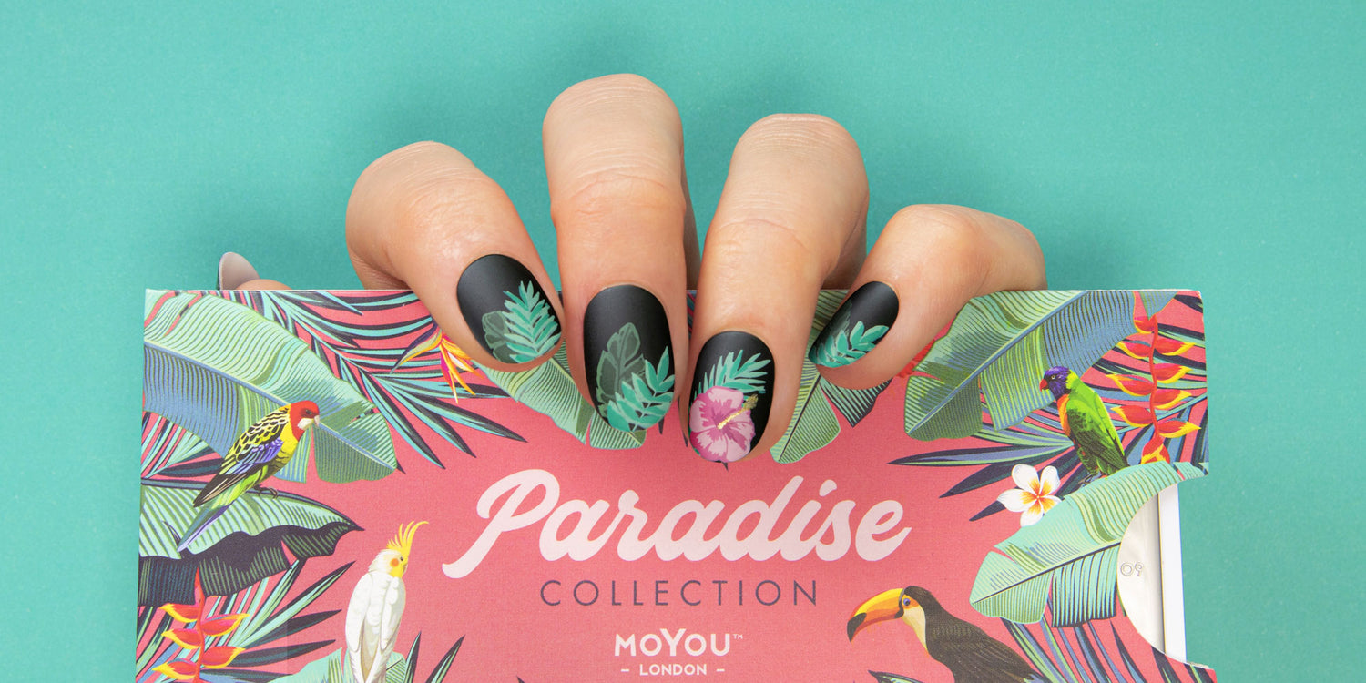 MoYou London tropical stamping nail art manicure