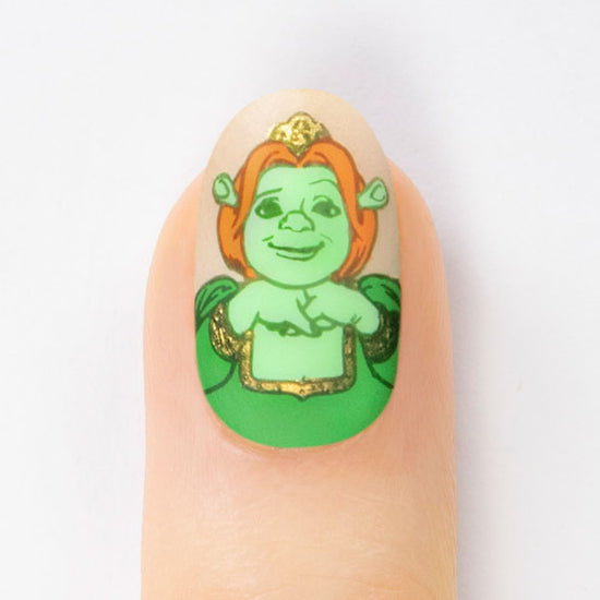 Green Fiona Shrek Nail Art Manicure