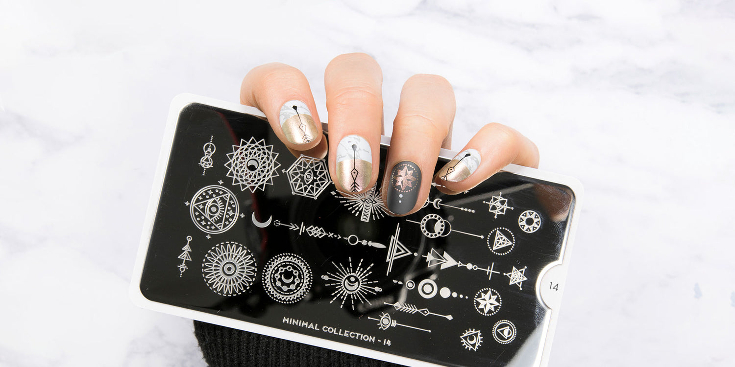 Elegant geometric nails holding nail stamping plate