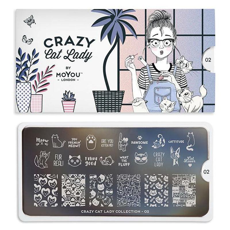 Crazy Cat Lady 02-Stamping Nail Art Stencil-[stencil]-[manicure]-[image-plate]-MoYou London