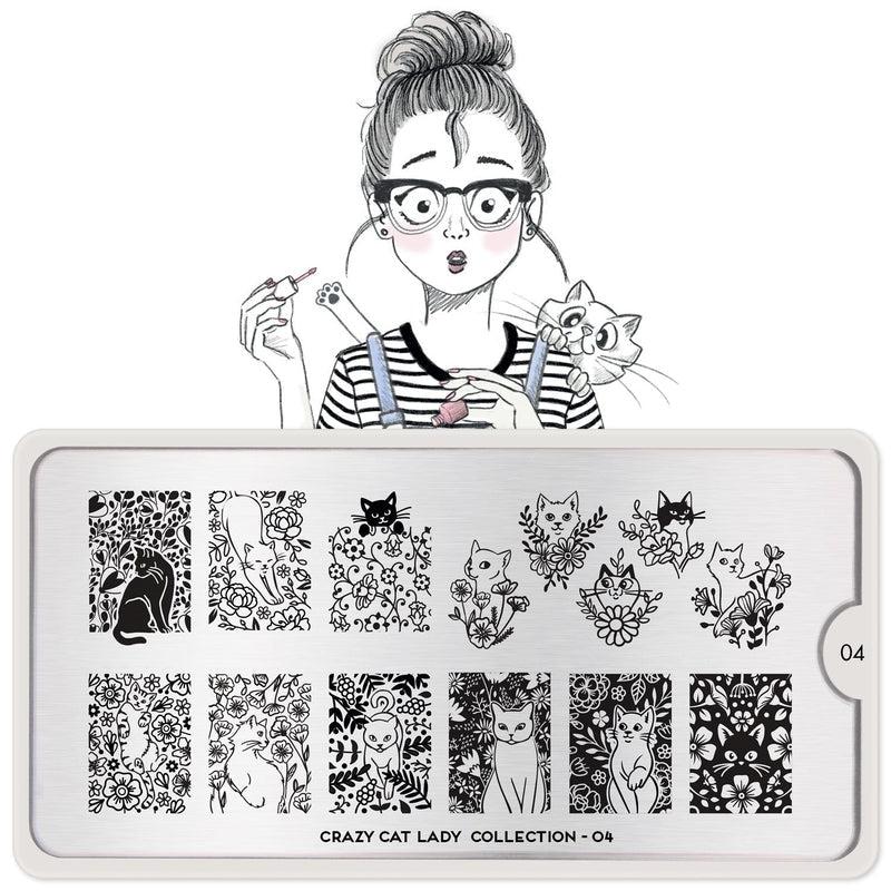 Crazy Cat Lady 04-Stamping Nail Art Stencil-[stencil]-[manicure]-[image-plate]-MoYou London