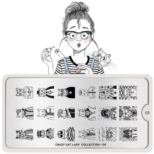 Crazy Cat Lady 05-Stamping Nail Art Stencil-[stencil]-[manicure]-[image-plate]-MoYou London