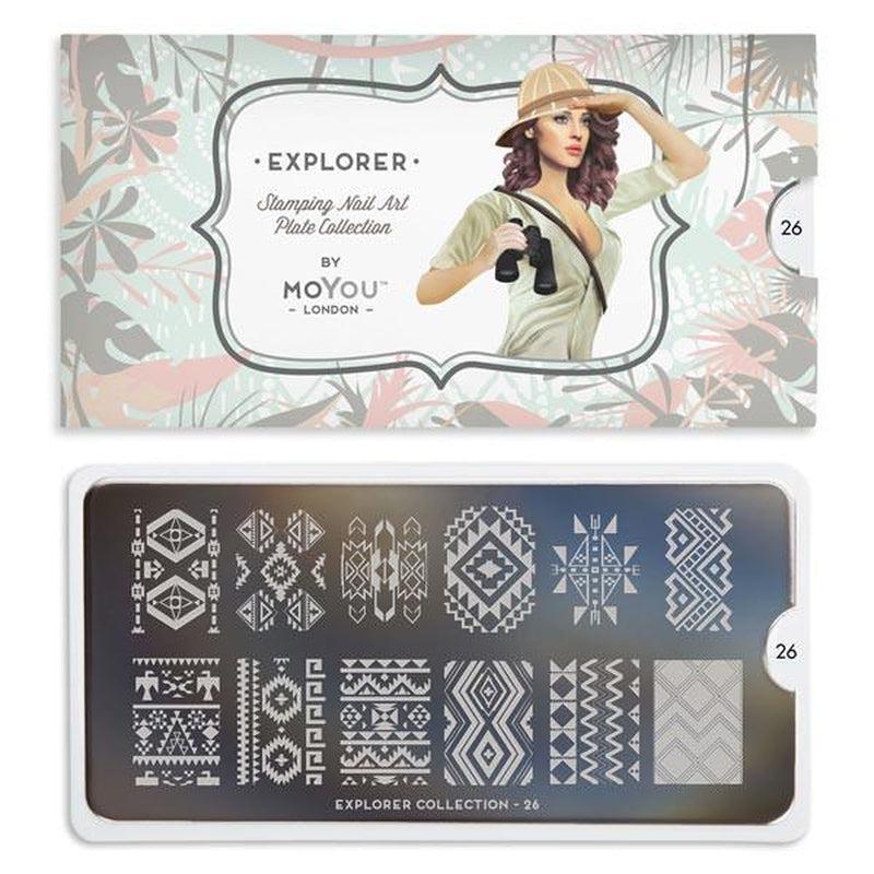 Explorer 26-Stamping Nail Art Stencil-[stencil]-[manicure]-[image-plate]-MoYou London