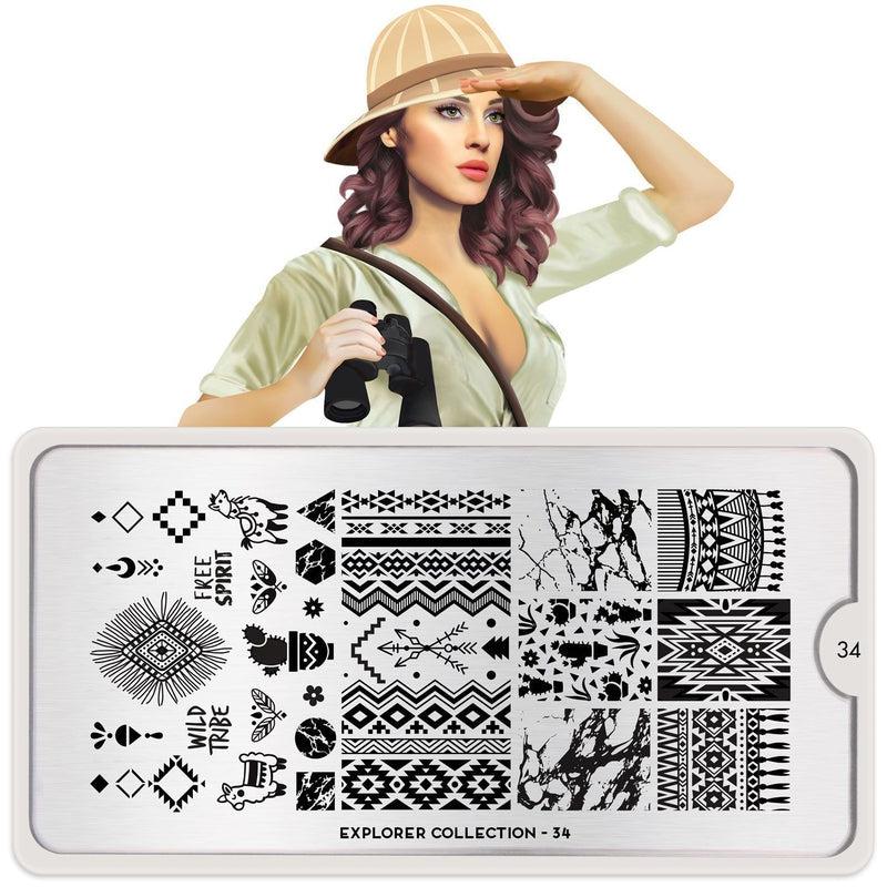 Explorer 34-Stamping Nail Art Stencil-[stencil]-[manicure]-[image-plate]-MoYou London