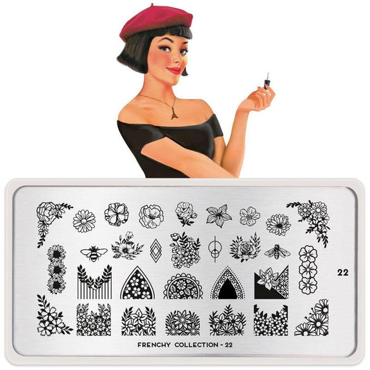 Frenchy 22-Stamping Nail Art Stencil-[stencil]-[manicure]-[image-plate]-MoYou London