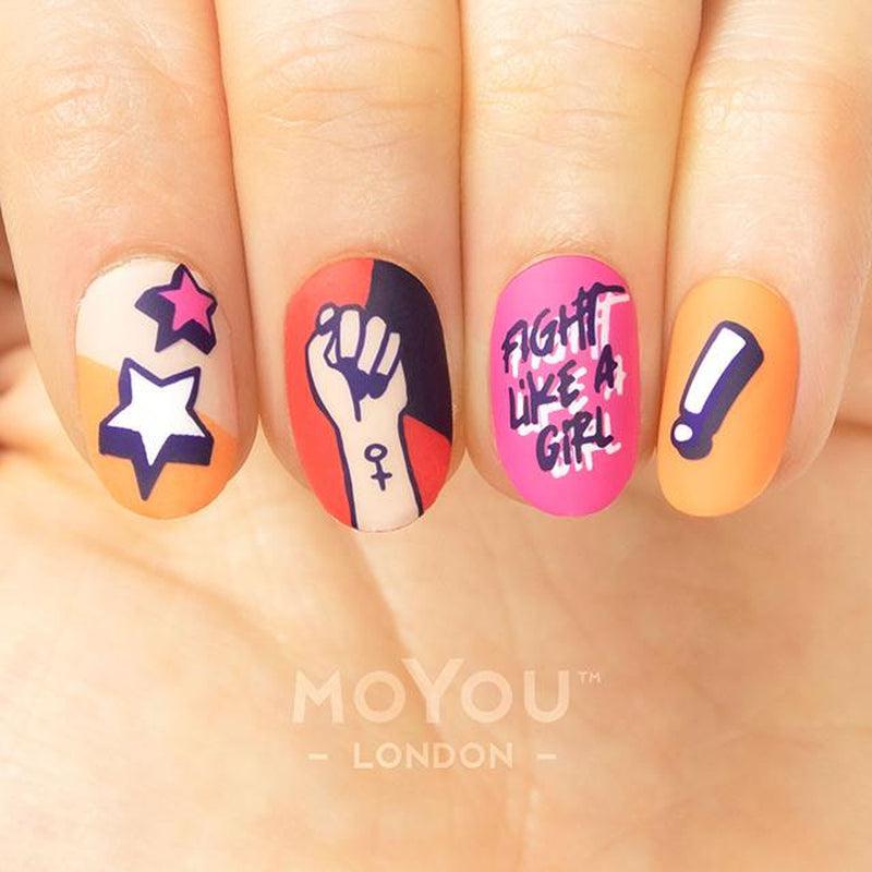 Girl Power 01-Stamping Nail Art Stencil-[stencil]-[manicure]-[image-plate]-MoYou London