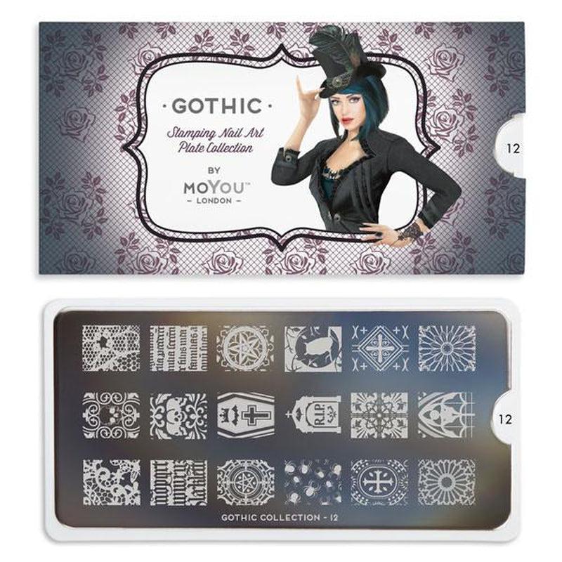 Gothic 12-Stamping Nail Art Stencil-[stencil]-[manicure]-[image-plate]-MoYou London