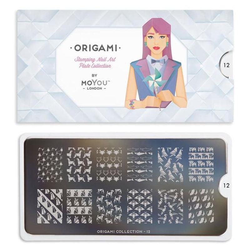 Origami 12-Stamping Nail Plates-[stencil]-[manicure]-[image-plate]-MoYou London
