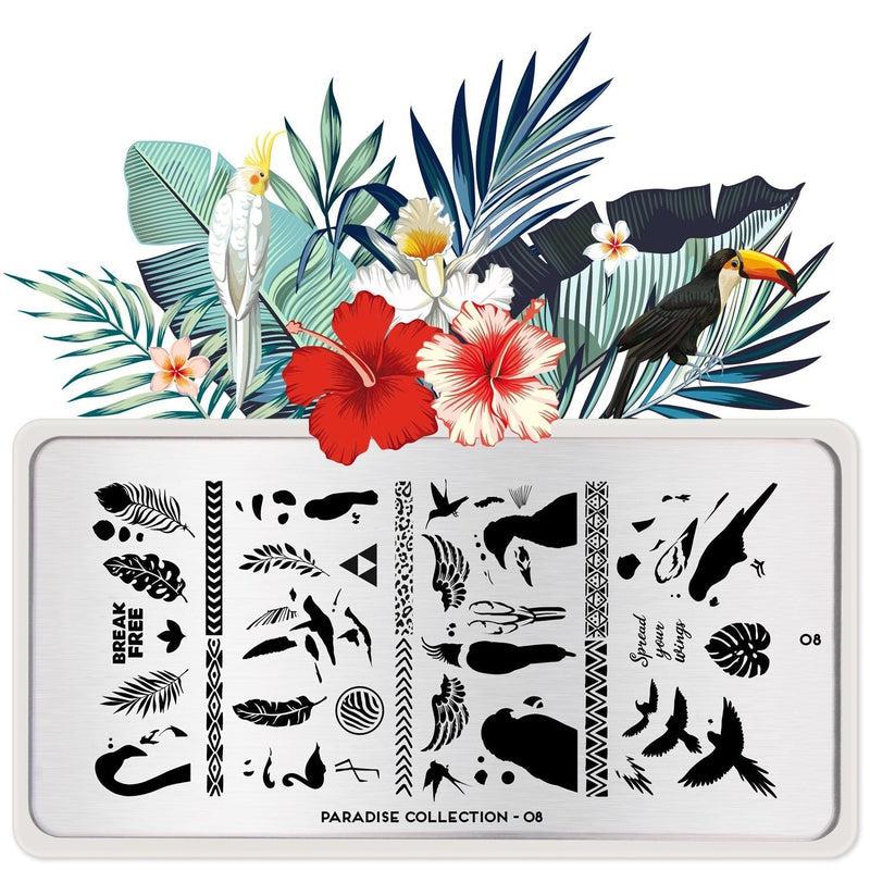 Paradise 08-Stamping Nail Plates-[stencil]-[manicure]-[image-plate]-MoYou London
