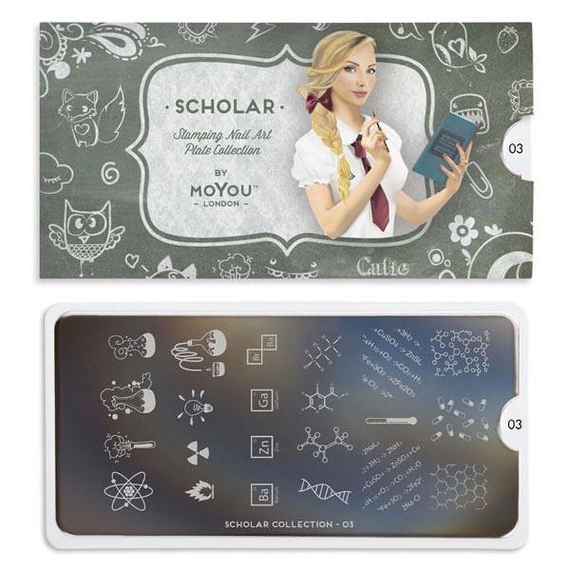 Scholar 03-Stamping Nail Art Stencil-[stencil]-[manicure]-[image-plate]-MoYou London