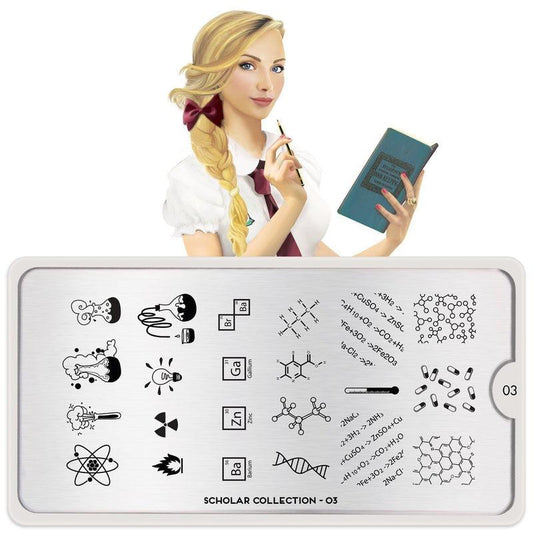 Scholar 03-Stamping Nail Art Stencil-[stencil]-[manicure]-[image-plate]-MoYou London