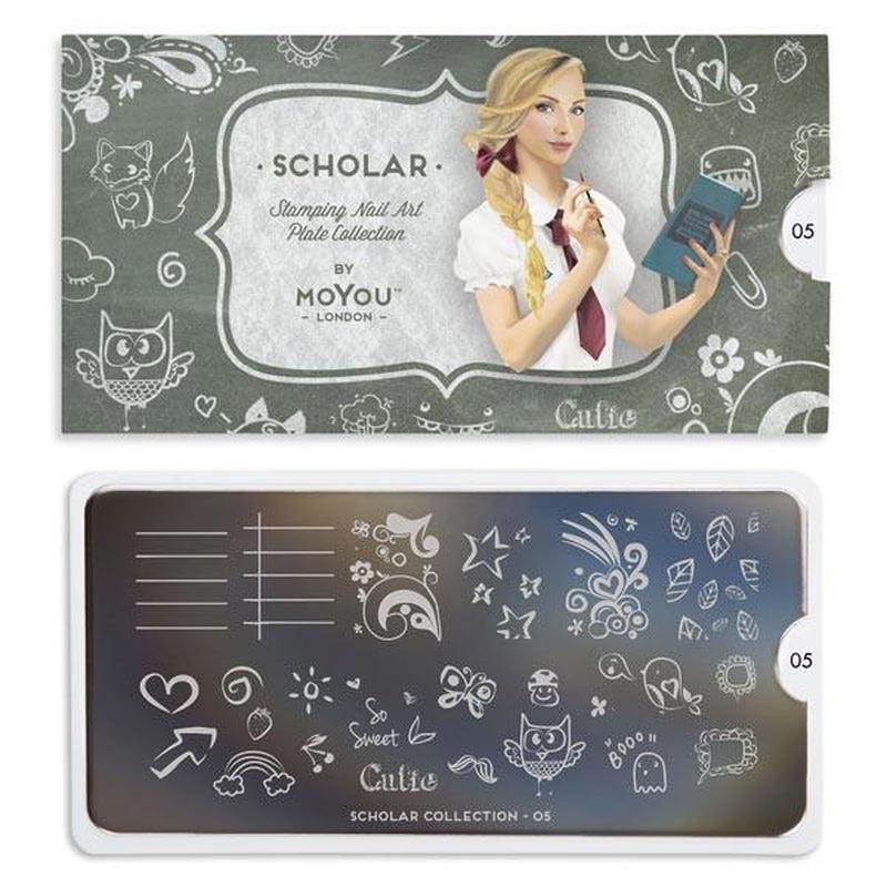 Scholar 05-Stamping Nail Art Stencil-[stencil]-[manicure]-[image-plate]-MoYou London