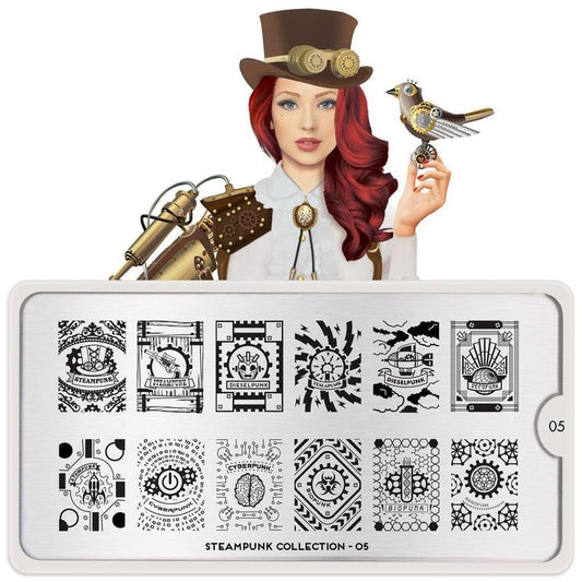 Steampunk 05-Stamping Nail Art Stencil-[stencil]-[manicure]-[image-plate]-MoYou London